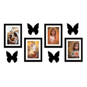 Amazon-Brand-Solimo-Set-of-4-Photo-Frames-With-Mount-Paper-4-Butterfly-Plaque-6-X-8-Inch-4-Black-0