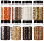 Amazon Brand - Solimo Spice Jar, 200 ml, Set of 8, Black, Plastic