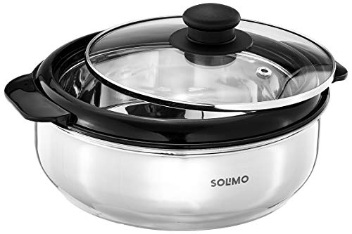 Amazon Brand - Solimo Stainless Steel Casserole, (Silver, 1900ml)