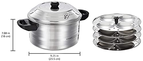 Amazon Brand - Solimo Stainless Steel Idli Maker, Induction Base, 4 Plates