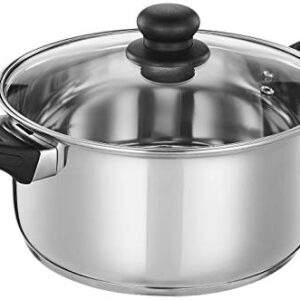 Amazon Brand - Solimo Stainless Steel Induction Bottom Dutch Oven with Glass Lid (24cm, 5 litres)