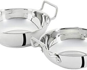 Amazon Brand - Solimo Stainless Steel Induction Bottom Kadhai Set size 19cm, 21cm (2 pieces, 1.2 litres and 1.5 litres…