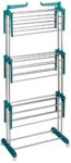 Amazon Brand - Solimo Stainless Steel & Plastic 3 Level Cloth Drying Stand with Wheels, Multicolour
