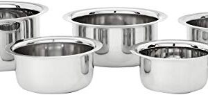 Amazon Brand - Solimo Stainless Steel Tope Set (5 pieces, 420 ml , 550 ml, 840 ml, 1150 ml and 1550 ml, Induction and…