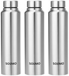 Amazon Brand - Solimo Slim Stainless Steel Water Bottle, Set of 3, 1 L Each