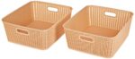 Amazon Brand - Solimo Storage Basket, Set of 2, Large, Biege, Plastic