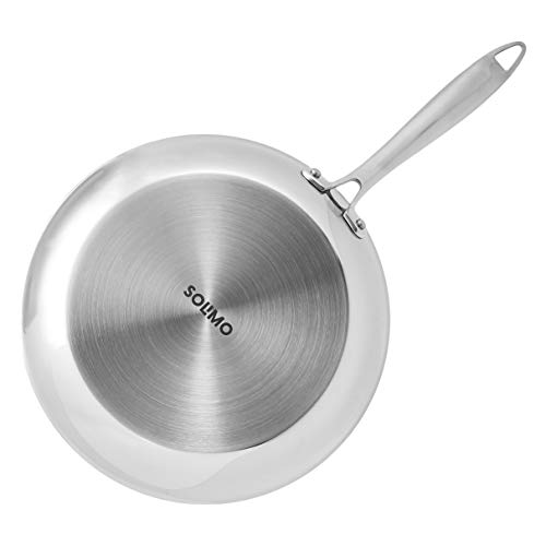 Amazon Brand - Solimo Tri-Ply Frypan, 26 cm, Silver, Stainless Steel