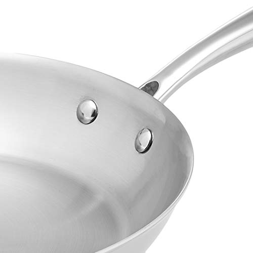 Amazon Brand - Solimo Tri-Ply Frypan, 26 cm, Silver, Stainless Steel