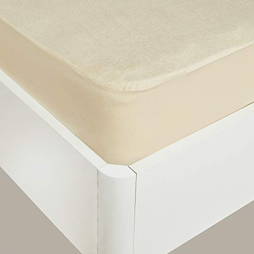 Amazon Brand - Solimo Water Resistant Premium Cotton Mattress Protector ( 72x36 inches - Single Bed Size, Beige )