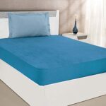 Amazon Brand - Solimo Water Resistant Premium Cotton Mattress Protector, 78x72 inches - King Bed Size, Blue