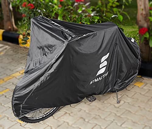 Amazon Brand - Symactive Water Resistant Rubber Coated Polyester Cycle Body Cover, Black