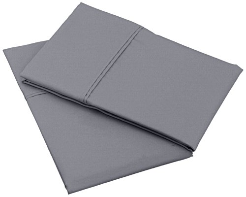 AmazonBasics 100% Cotton Pillow Covers - Standard, Set of 2, Dark Grey, 400 TC (20 x 30 inches or 51 x 76 cm)