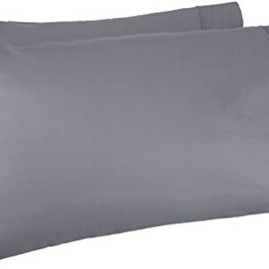 AmazonBasics 100% Cotton Pillow Covers - Standard, Set of 2, Dark Grey, 400 TC (20 x 30 inches or 51 x 76 cm)
