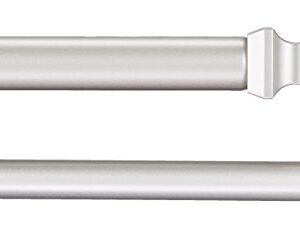 AmazonBasics 1"W Double Extendable Tension Curtain Rods with Square Finials Set, 36" to 72", Nickel