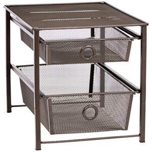 AmazonBasics Sliding Drawers Stainless Steel Basket Storage Organizer (Bronze) 2-Tier