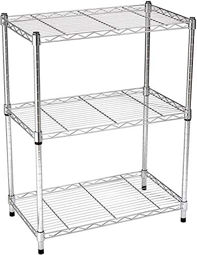 AmazonBasics 3-Shelf Shelving Unit - Chrome (Steel)