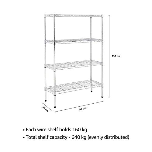 AmazonBasics 3-Shelf Shelving Unit - Chrome (Steel)