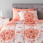AmazonBasics 5-Piece Bedsheet Set - Twin/Twin Extra Long Size, Coral Medallion (Includes 1 Bedsheet, 1 Comforter, 2…