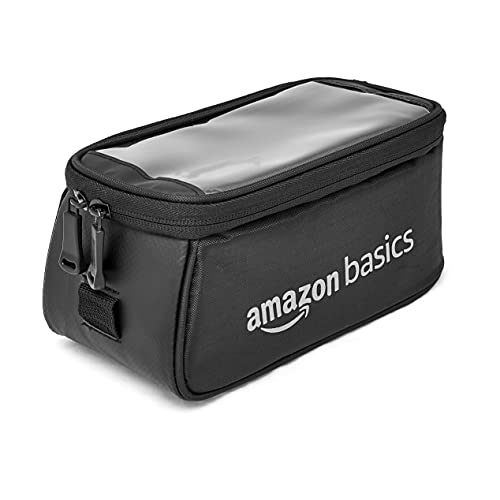 AmazoncBasics Bicycle Front Saddle Bag with Touchscreen Pocket for Smartphone
