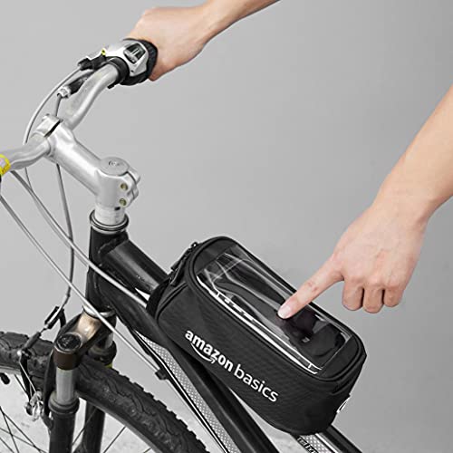 AmazoncBasics Bicycle Front Saddle Bag with Touchscreen Pocket for Smartphone