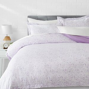AmazonBasics Microfiber 3-Piece Quilt/Duvet/Comforter Cover Set - Queen, Lavender Paisley - With 2 Pillow Covers