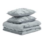 AmazonBasics Pinch Pleat Comforter Bedding Set, King, Spa Blue