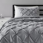 Amazon Basics Pinch Pleat Comforter Bedding Set, Twin Size, Dark Grey, Pack of 2 Piece