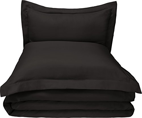 AmazonBasics Polyester Microfiber Quilt Cover Set with 2 Pillow Covers (Black, 3-Pieces Queen Size)