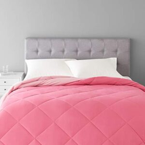 Amazon Basics Polyester Reversible Comforter - (Pink, Full Size, Pack of 1)