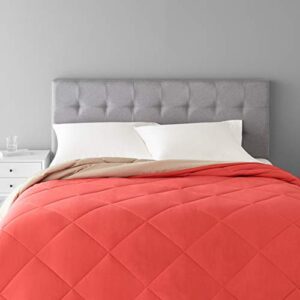 Amazon Basics Polyester Reversible Comforter - ( Red, Full Size, Pack of 1)