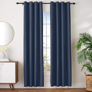 AmazonBasics Polyester Solid Darkening Blackout Curtain Set with Grommets - (52" x 96", Navy)
