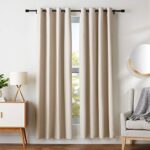 AmazonBasics Room - Polyester Solid Darkening Blackout Curtain Set with Grommets - 245 GSM - 42" x 84", Beige