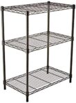 Amazonbasics Height Adjustable 3-Shelves Heavy Duty Rack - Black (Steel, Black Coated Chrome Finish)