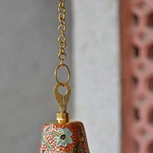 Angelic Brass Mandir Bell (9 cm x 9 cm x 14 cm, Red) (AGB0088RM)