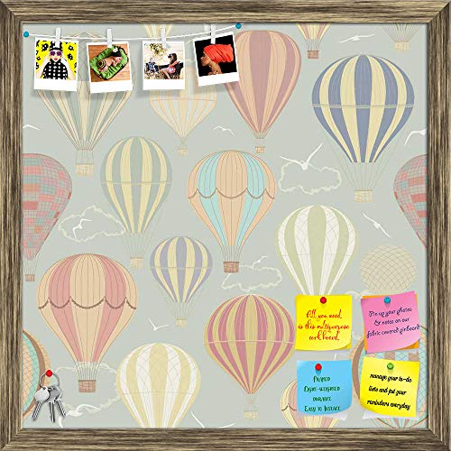 ArtzFolio Air Balloons Bulletin Board Notice Pin Board | Vision Soft Board Combo with Thumb Push Pins | Antique Golden…