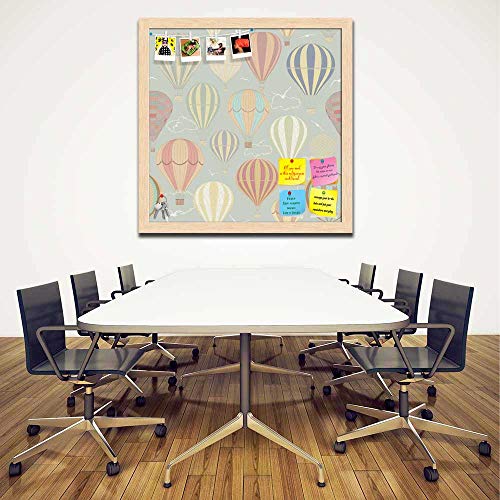 ArtzFolio Air Balloons Bulletin Board Notice Pin Board | Vision Soft Board Combo with Thumb Push Pins | Natural Brown…