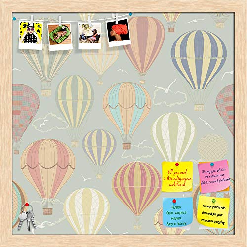 ArtzFolio Air Balloons Bulletin Board Notice Pin Board | Vision Soft Board Combo with Thumb Push Pins | Natural Brown…
