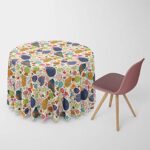 ArtzFolio Crew Cut Leaves Table Cloth Cover | Washable Waterproof Fabric 6-Seater Table; 48 inch (122 cms) Diameter