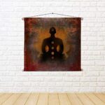 ArtzFolio Yoga Lotus Pose Canvas Fabric Painting Tapestry | Scroll Art Hanging 41.5 x 36 inch (105 x 91 cms)