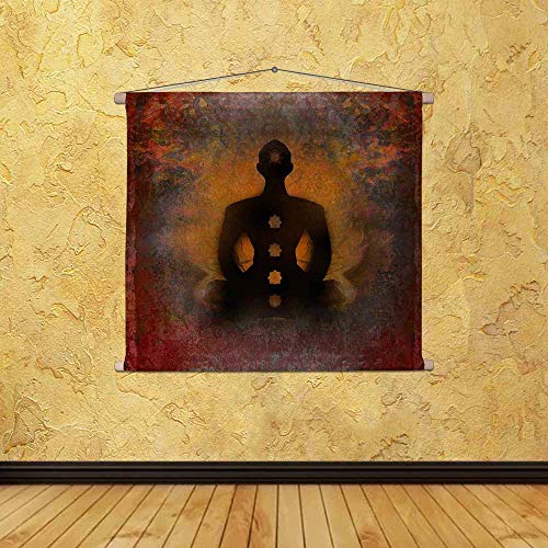 ArtzFolio Yoga Lotus Pose Canvas Fabric Painting Tapestry | Scroll Art Hanging 41.5 x 36 inch (105 x 91 cms)