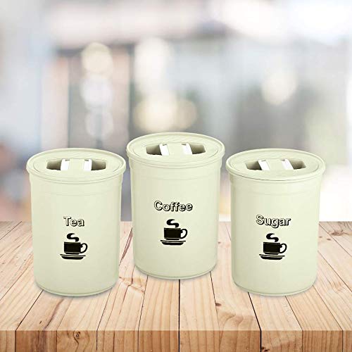 Asian Plastowares Accurate Seal Tea Coffee Sugar Containers Set of 3 (850 ml Shrink x 3) Pestal Green for Kitchen…