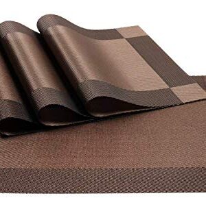 Baskety Eco-Friendly Colorful Place Mats Dining Tablemates Washable Heat Resistant (Set of 4 Piece, Brown, Polyester…
