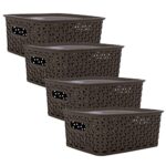 Bel Casa Royal Basket - Multipurpose Plastic Storage Baskets - Dark Brown