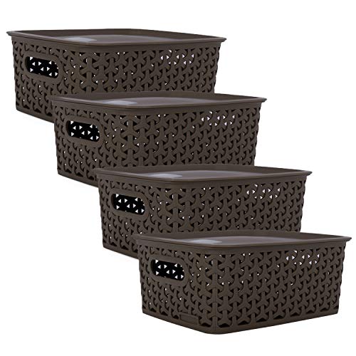 Bel Casa Royal Basket - Multipurpose Plastic Storage Baskets - Dark Brown