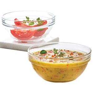 Borosil Glass Mixing & Serving Bowls With Lids, Oven & Microwave Safe Bowls, Set of 6 (377ml), Borosilicate Glass, Clear…