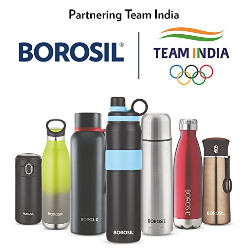Borosil Stainless Steel Hydra Thermo Vacuum Insulated Flask Water Bottle, Black, 1000 ml