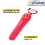 Brayden Chopro Handy, Rechargeable Automatic Vegetable Fruit Peeler with 5 Multi-Purpose Blade System, Red