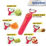 Brayden Chopro Handy, Rechargeable Automatic Vegetable Fruit Peeler with 5 Multi-Purpose Blade System, Red