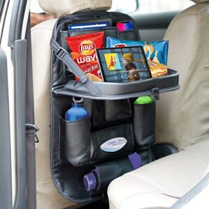 caddyFull PU Leather Car Back Seat Organiser with Folding Dining Table Tray, Ipad Holder, Mobile Holder, Multi Pocket…