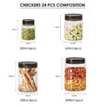 Cello Checkers PET Plastic Canister Small Set 24-Pieces,(300mlx6+650mlx6+1200mlx6+2000mlx6),Clear